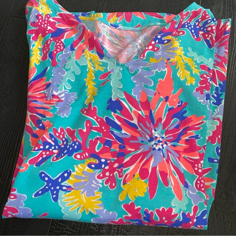 Lilly Pulitzer XS‎ Swimsuit Coverup Poncho Floral Pima Cotton